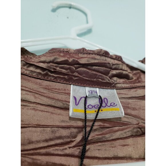 Noelle Women 12 14 Jacket Gold y2k Manhattan Port Shirt Button Crinkle Satin NWT - Picture 5 of 7